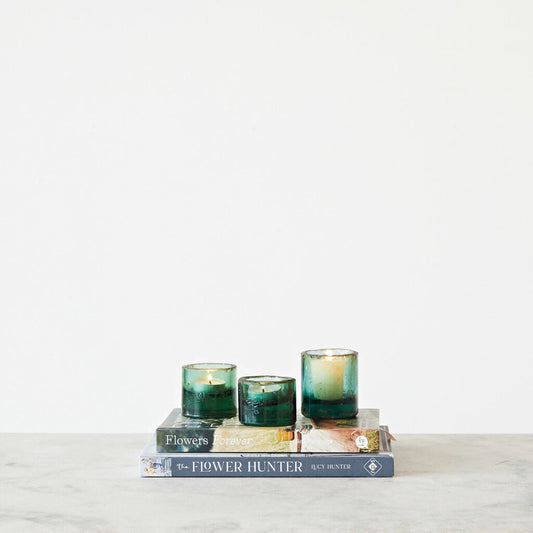 RECYCLED SODA BOTTLE GLASS TEALIGHT HOLDER