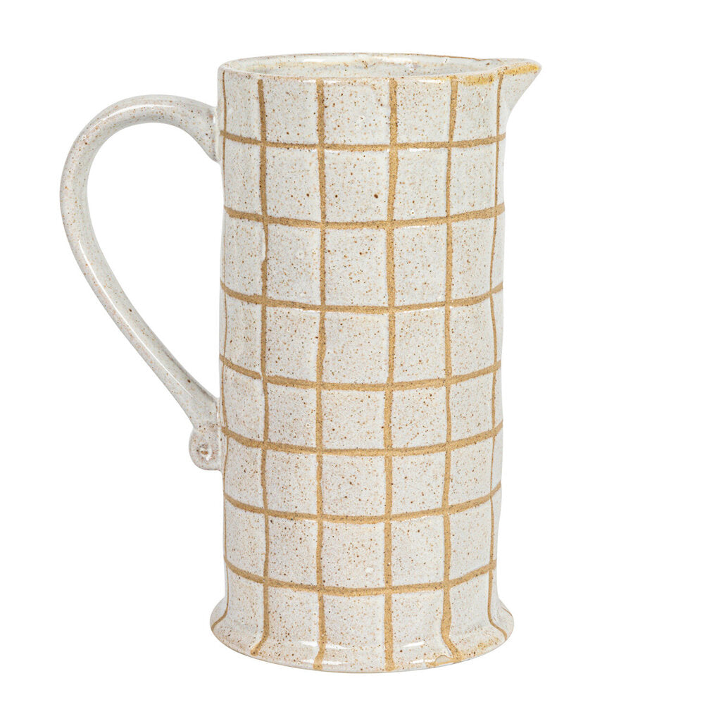 STONEWARE PITCHER WITH GRID PATTERN