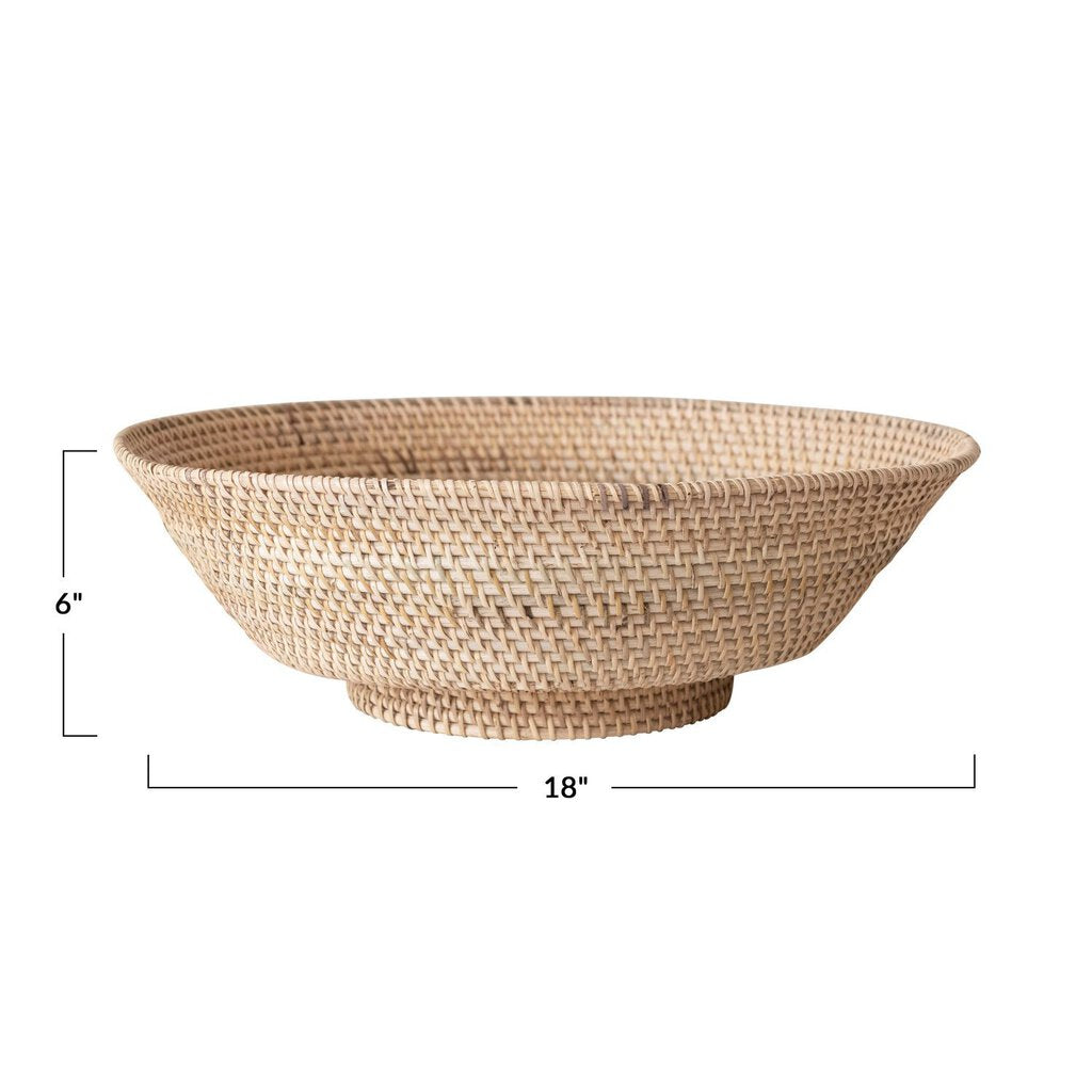 HAND WOVEN RATTAN FOOTED BOWL