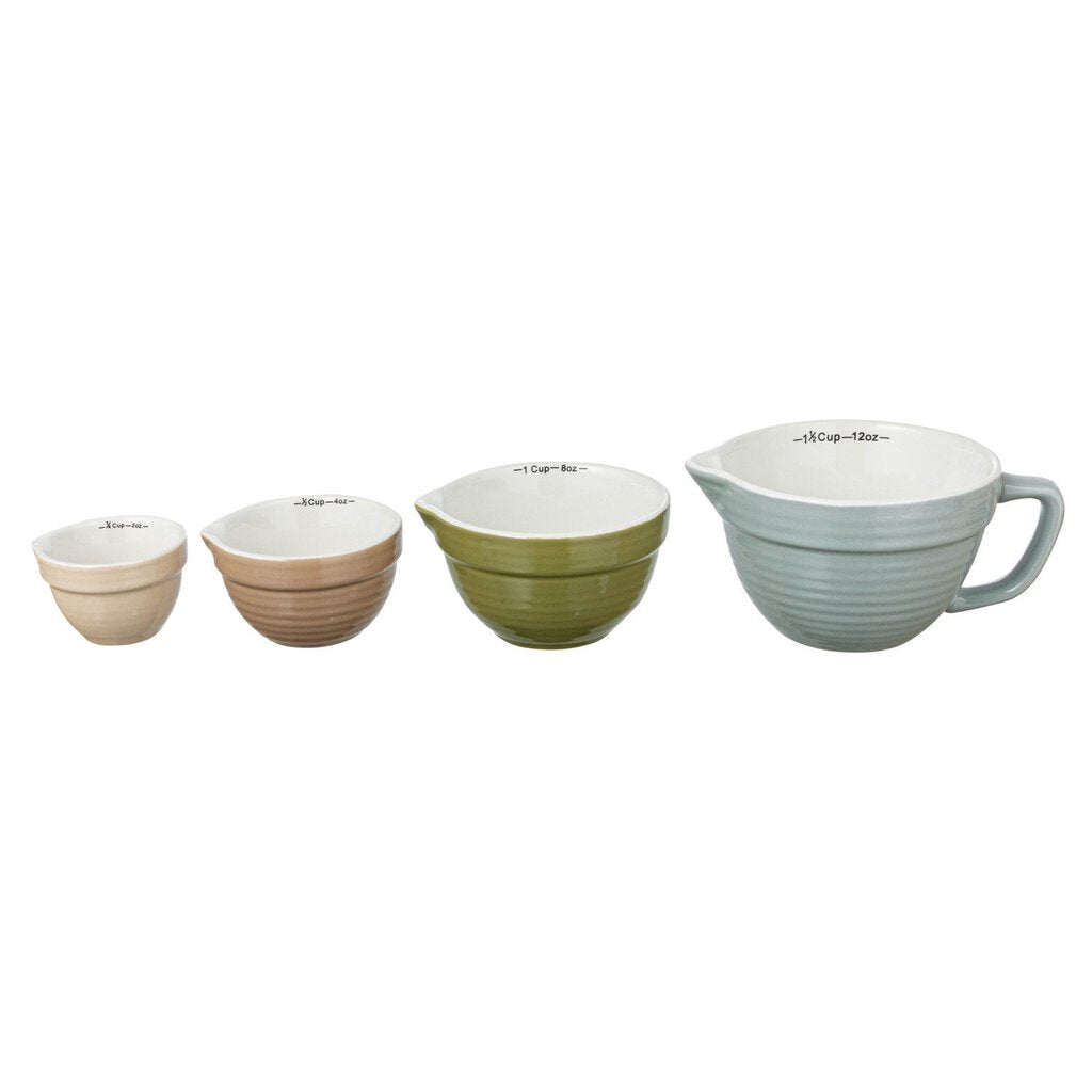 STONEWARE BATTER BOWL MEASURING CUPS