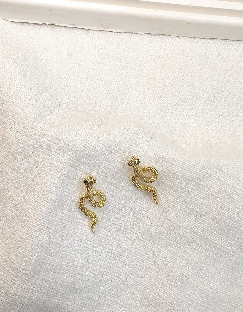 GOLDEN SNAKE STUD EARRINGS