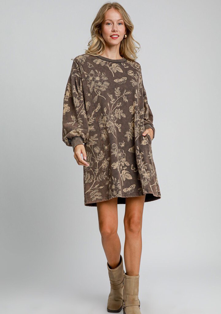 LOLA ASH OLIVE FLORAL PRINT DRESS