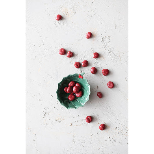 STONEWARE HOLLY LEAF BOWL