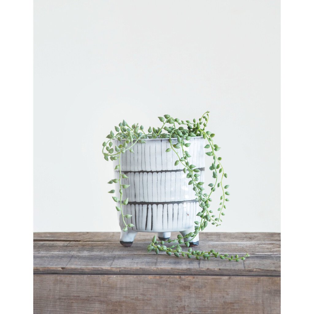 WHITE TERRA COTTA FOOTED PLANTER