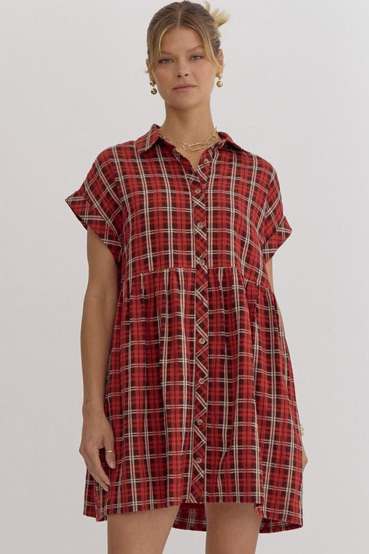 MABEL RED PLAID DRESS