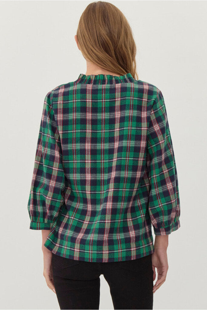 SELAH GREEN PLAID TOP