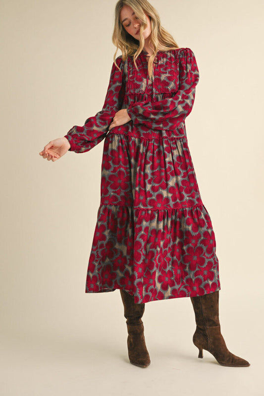 FANNIE SCARLET FLORAL MIDI DRESS