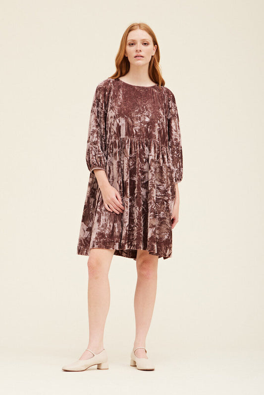 QWEN WILD ORCHID VELVET DRESS