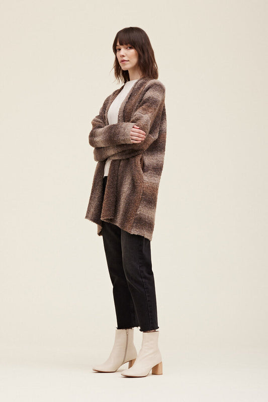 KIRA BROWN OMBRE OPEN CARDIGAN