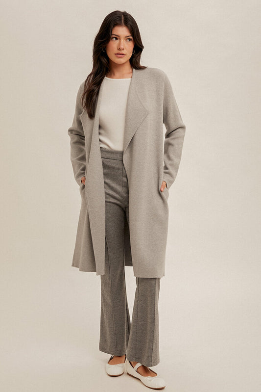 ALLYSON GREY DRAPE COLLAR CARDIGAN