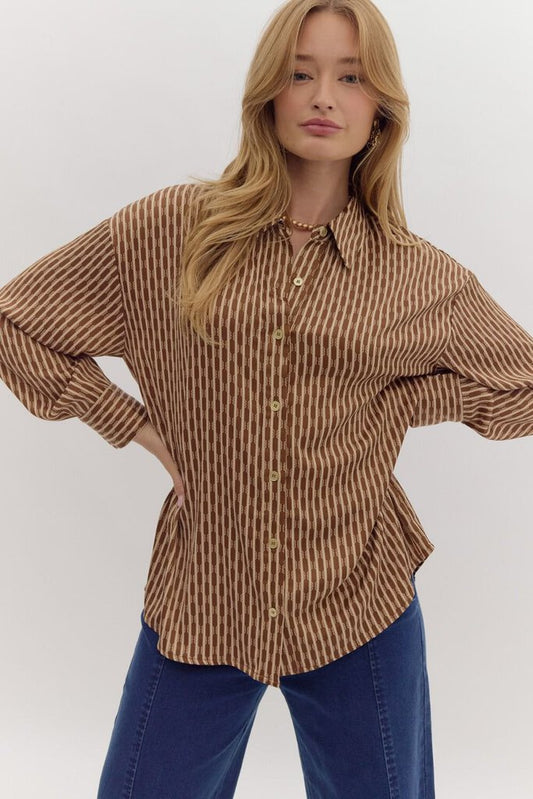 ANGELA MOCHA PRINT BLOUSE