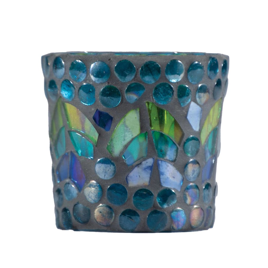 BLUE GLASS MOSAIC TEALIGHT HOLDER