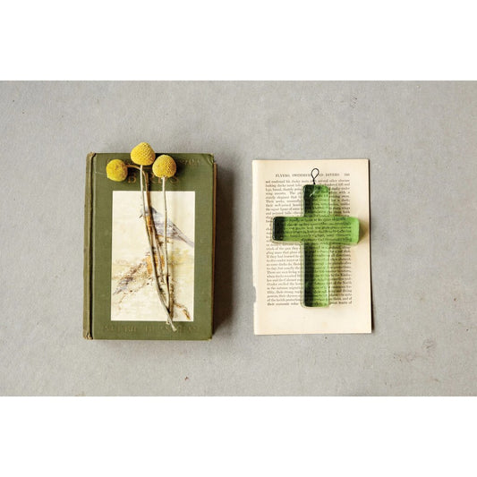 RECYCLED GREEN GLASS CROSS