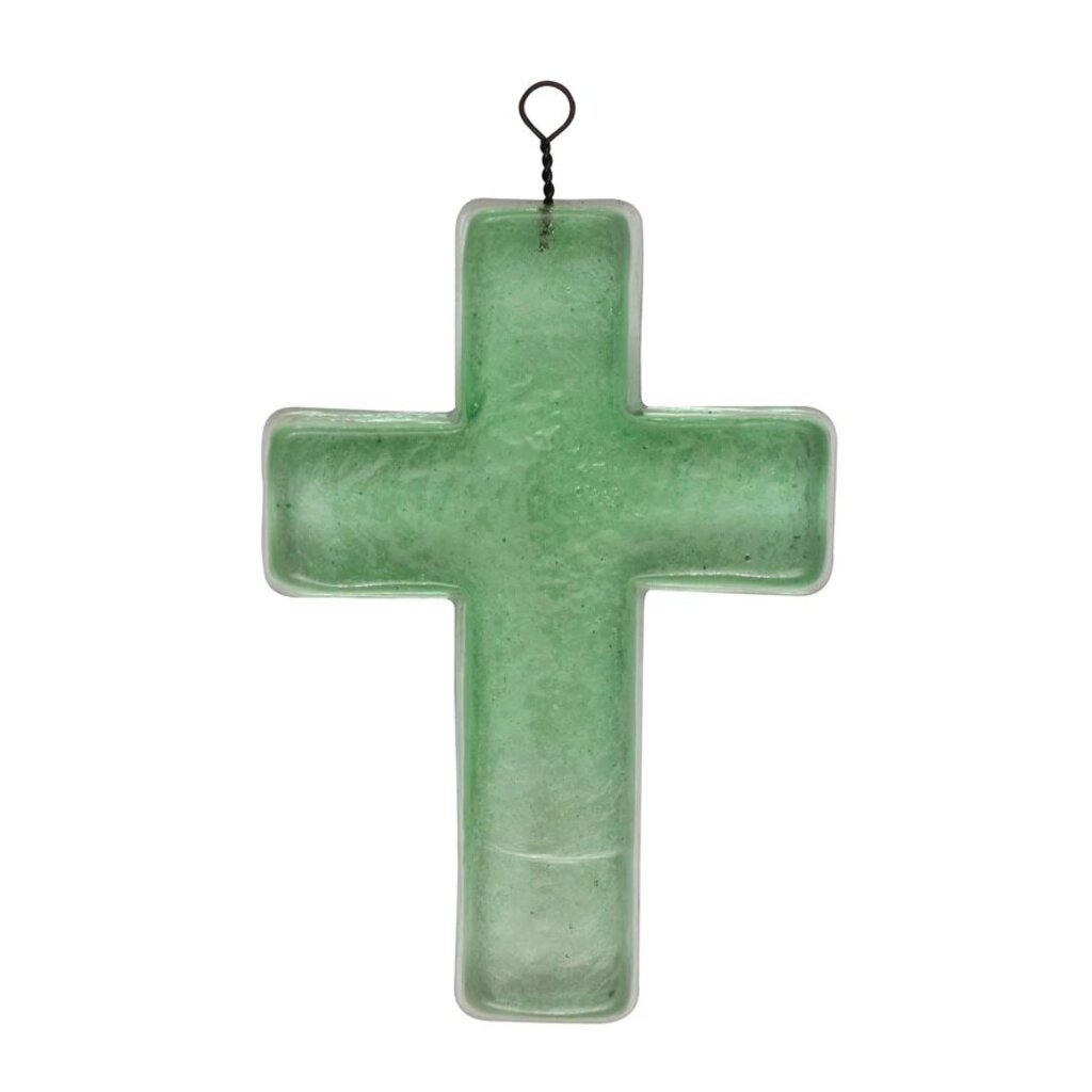 RECYCLED GREEN GLASS CROSS