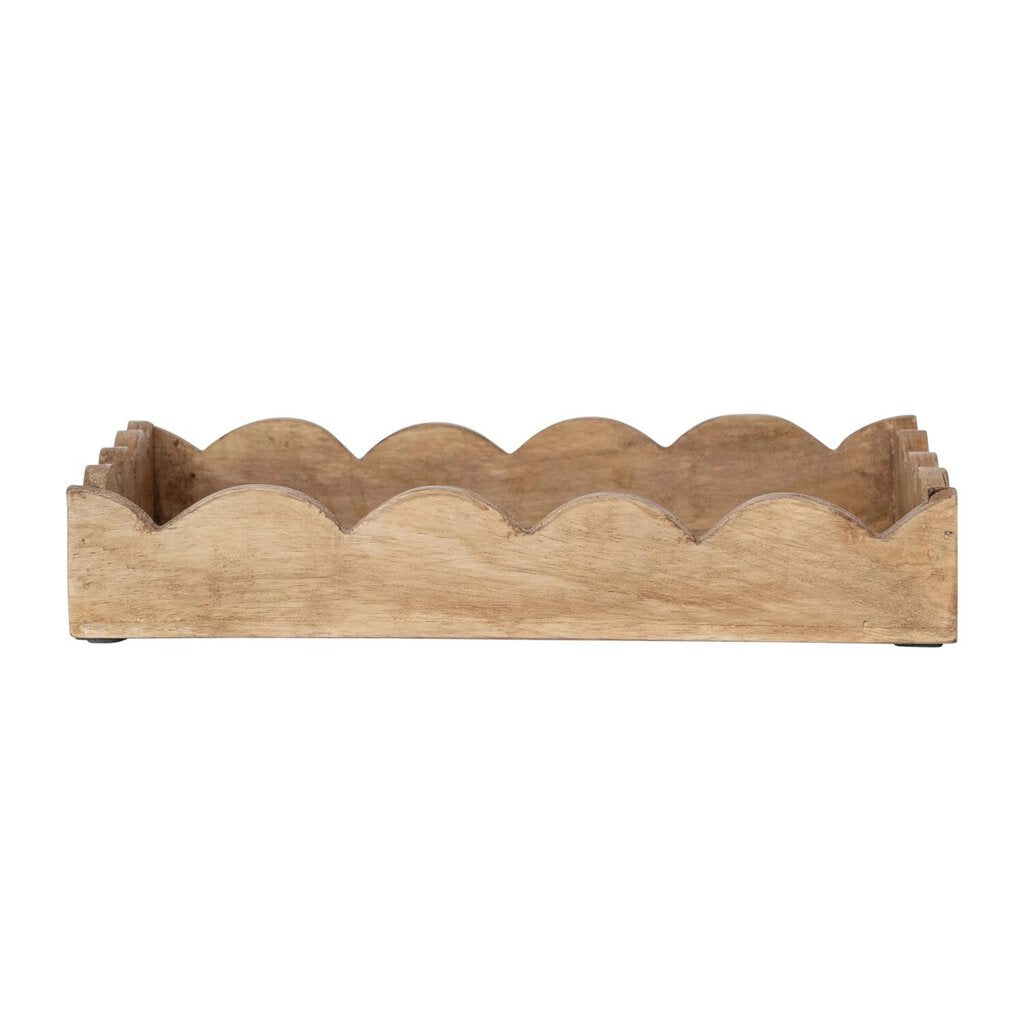 SMALL WOOD TRAY WITH SCALLOPED EDGE