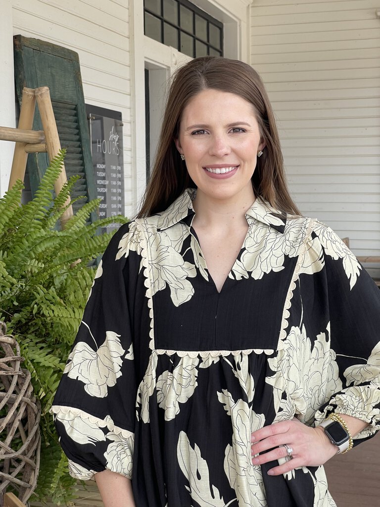 ASHER BLACK & CREAM PRINT TOP