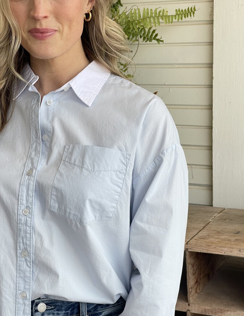 SOPHIA CLASSIC BLUE & WHITE BUTTON DOWN SHIRT